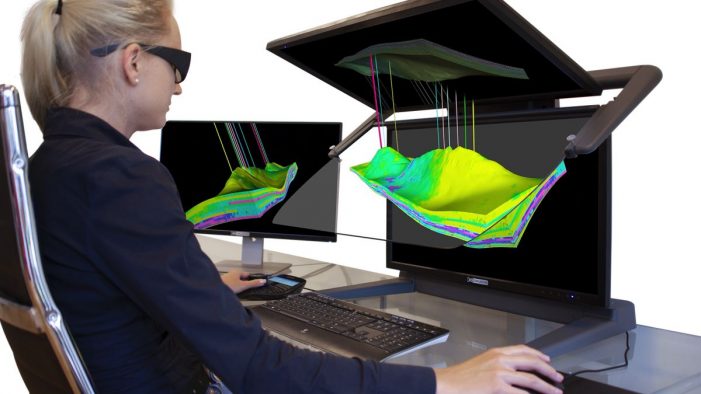 Die stereoskopische 3D-Visualisierung für die Öl- und Gasindustrie mit 3D PluraView Die stereoskopische 3D-Visualisierung für die Öl- und Gasindustrie mit 3D PluraView