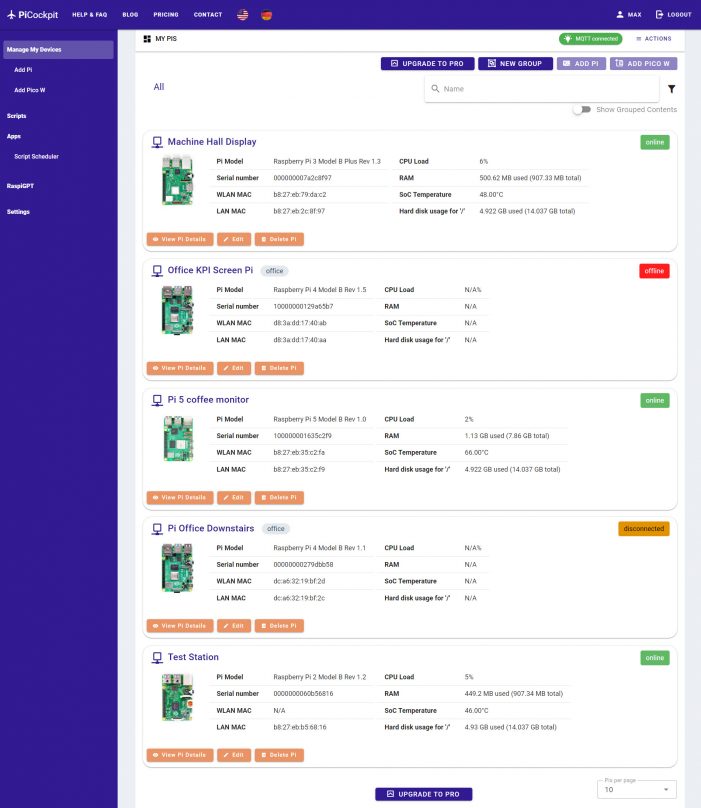 PiCockpit: Web-Lösung zur Fernsteuerung von Raspberry Pis PiCockpit: Web-Lösung zur Fernsteuerung von Raspberry Pis