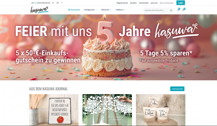 5 Jahre DIY-Marktplatz kasuwa – die größte deutsche Plattform für Selbstgemachtes ist auf einem guten Weg