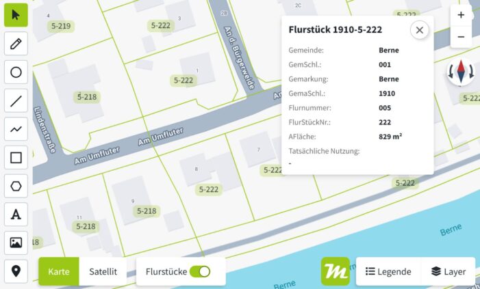 Miamapo integriert GIS-Systeme der Bundesländer zur automatischen Flurstückanzeige