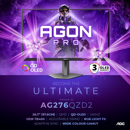 Neue QD-OLED Gaming-Monitore von AOC: AGON PRO AG276QZD2 und AGON PRO AG326UD