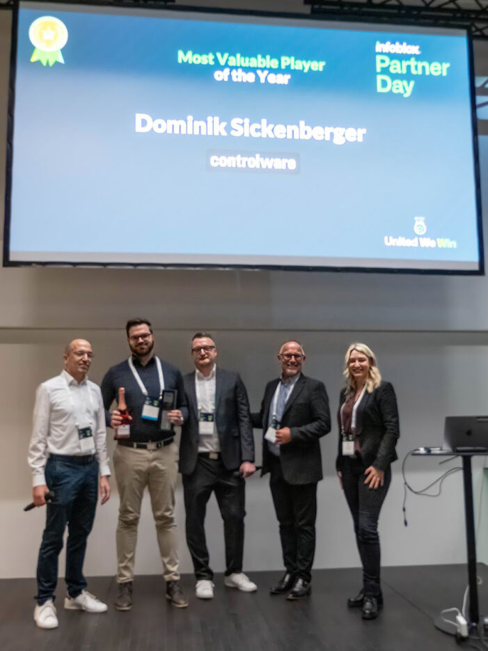 Zweifache Auszeichnung durch Infoblox: Controlware ist „Cloud Partner of the Year“, Dominik Sickenberger „Most Valuable Player of the Year“