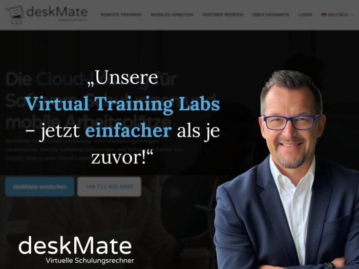 deskMate mit neuem Webauftritt: Modernes Design & optimierte Benutzerfreundlichkeit für Virtual Training Labs