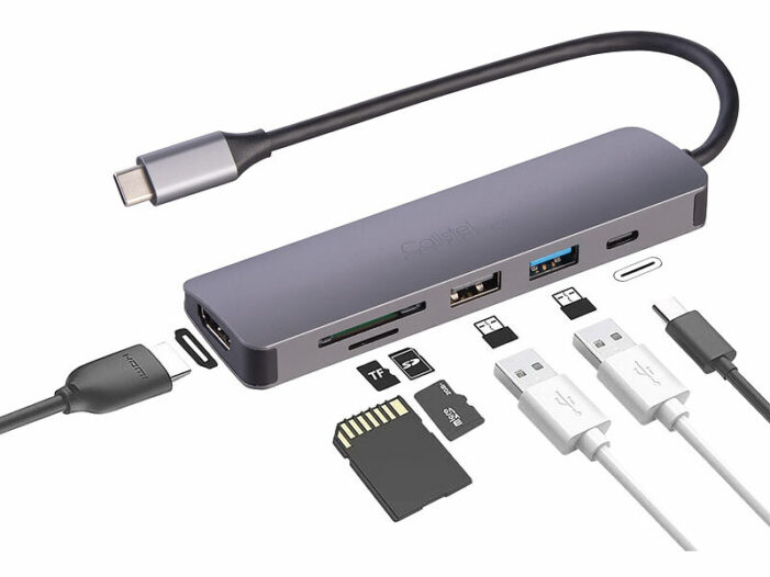 Callstel 6in1-Dockingstation, 4K HDMI, USB-C, PD