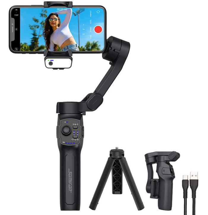 Somikon 3-Achsen-Stabilisator GIM-100 für Smartphones & Tracking-Modul