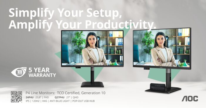 Die AOC Professional P4-Serie: 120 Hertz, Pop-out-USB-Hub und 5 Jahre Garantie