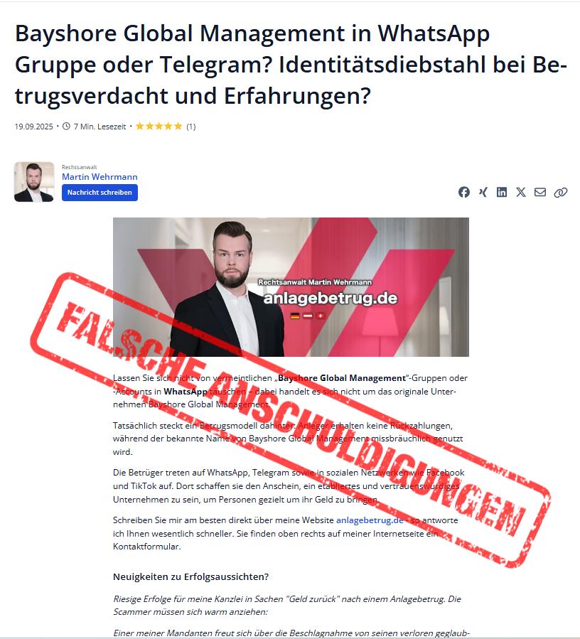 Pressemitteilung – Klarstellung zu den falschen Anschuldigungen von Herrn Martin Wehrmann