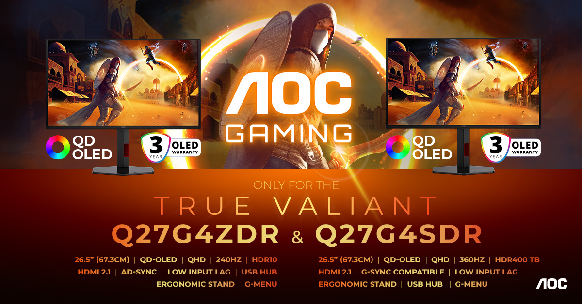 AOC GAMING Q27G4ZDR und Q27G4SDR: Power plus QD-OLED-Qualität im eleganten G4-Design