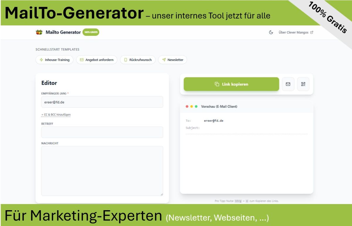 Aus dem Marketing Alltag geboren: Internes Tool jetzt für alle nutzbar Aus dem Marketing Alltag geboren: Internes Tool jetzt für alle nutzbar
