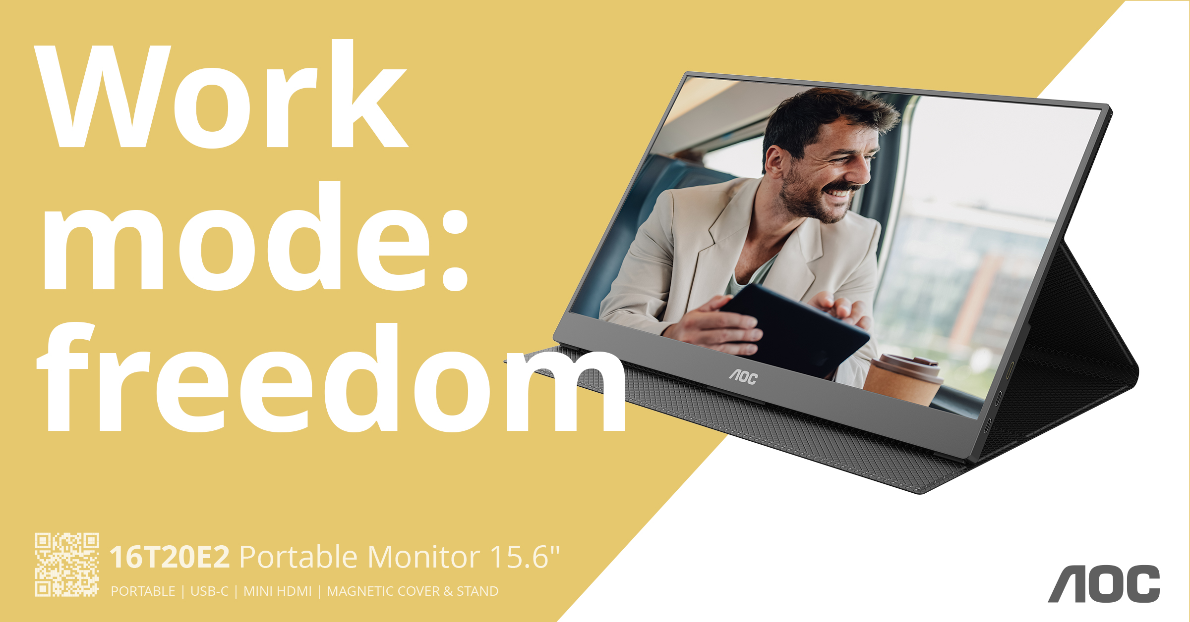 Auch unterwegs immer produktiv: der portable Monitor AOC 16T20E2