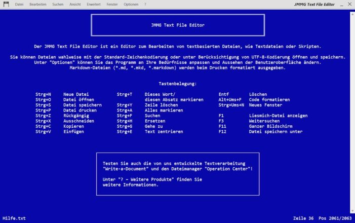 „JMMG Text File Editor“ für Windows in Version 1.62 veröffentlicht