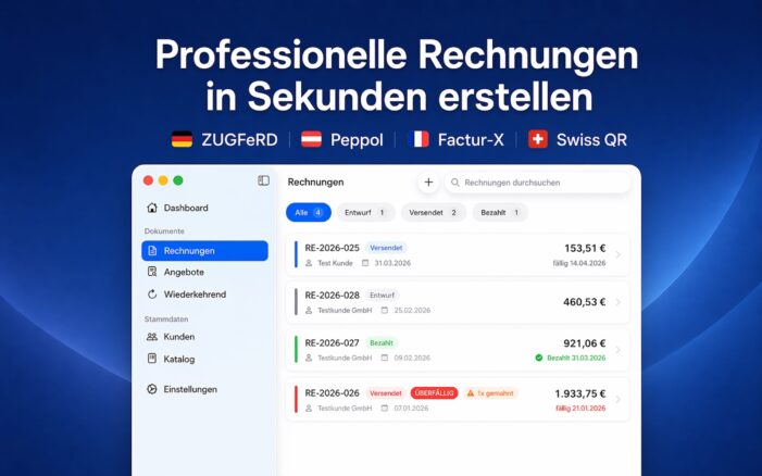 Rechnung Direkt: Neue Rechnungsapp für Apple-Geräte setzt auf Einmalkauf und E-Rechnung statt Abo-Modell