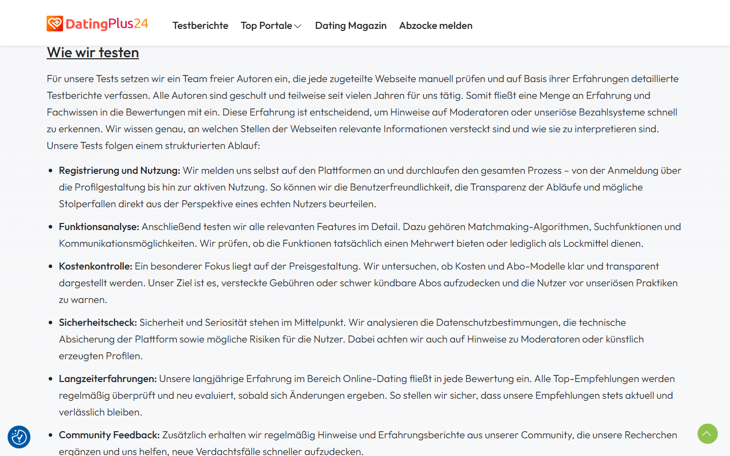 DatingPlus24.com gewährt transparente Einblicke in ihren unabhängigen Testprozess für Online-Dating-Plattformen