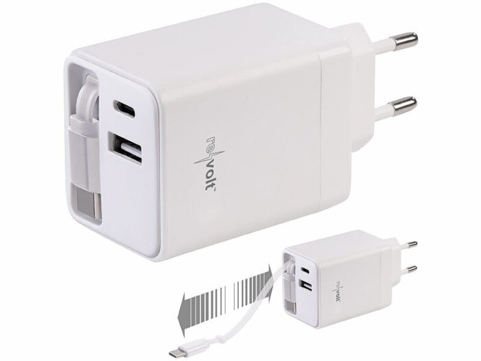 revolt USB-GaN-Netzteil mit 2x USB-C und 1x USB-A revolt USB-GaN-Netzteil mit 2x USB-C und 1x USB-A