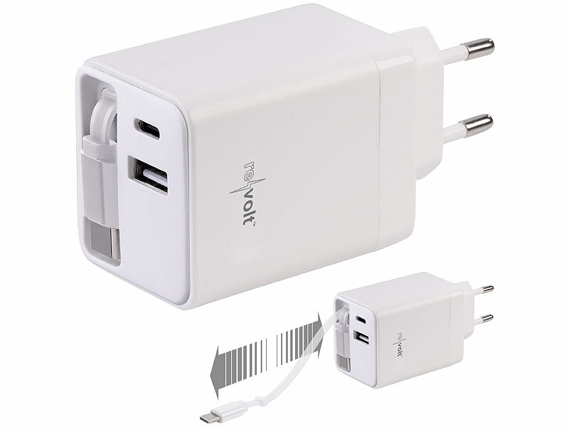 revolt USB-GaN-Netzteil mit 2x USB-C und 1x USB-A revolt USB-GaN-Netzteil mit 2x USB-C und 1x USB-A