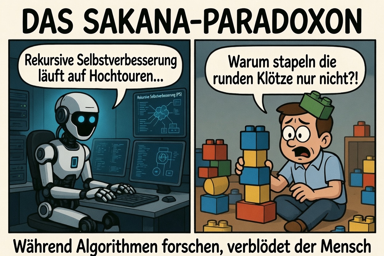 Das Sakana-Paradoxon: Warum Algorithmen forschen und der Mensch verblödet Das Sakana-Paradoxon: Warum Algorithmen forschen und der Mensch verblödet