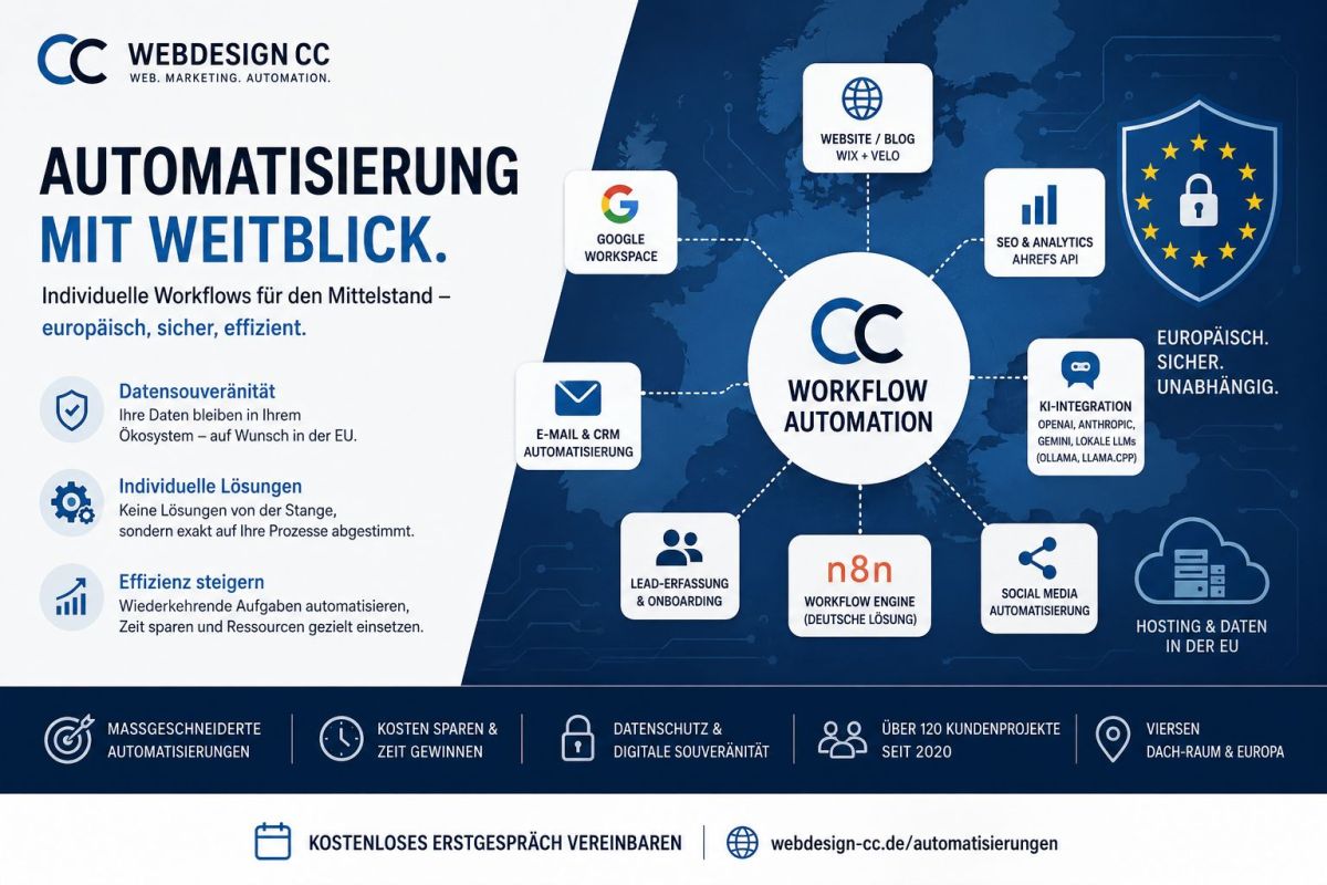 Mittelstand setzt auf Datensouveränität: Webdesign CC startet Workflow-Automatisierung Mittelstand setzt auf Datensouveränität: Webdesign CC startet Workflow-Automatisierung