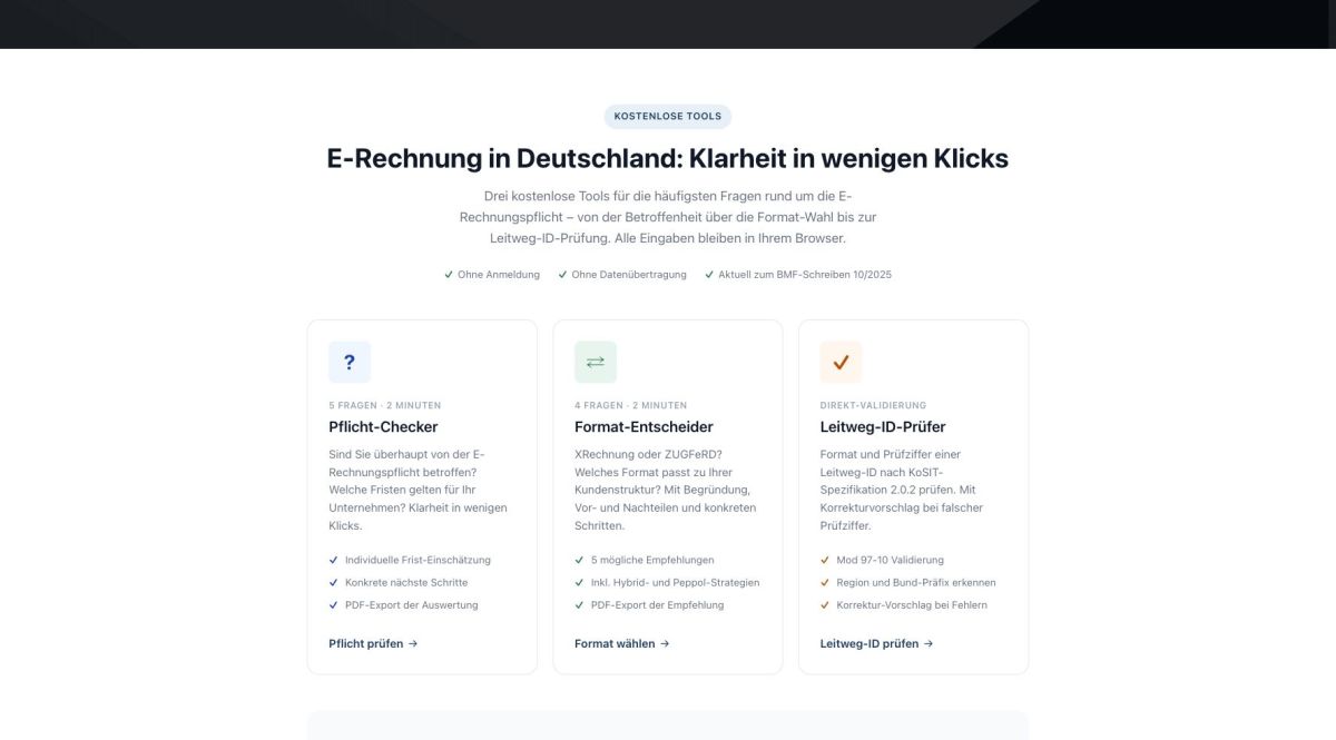 E-Rechnung sorgt weiter für Verunsicherung: SAP-Beratung veröffentlicht drei kostenlose Online-Tools E-Rechnung sorgt weiter für Verunsicherung: SAP-Beratung veröffentlicht drei kostenlose Online-Tools