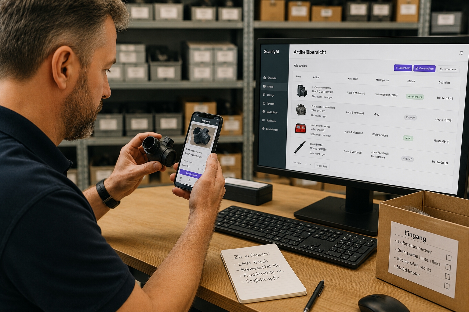 Ein Foto, strukturierte Produktdaten, fertige Verkaufsanzeigen: ScanlyAI automatisiert die Erfassung und Vermarktung großer Artikelmengen