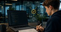 Lehrberuf Applikationsentwicklung im Wandel: KI programmiert. Lernende verantworten.