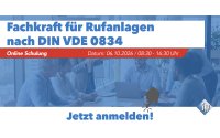 Fachkraft für Rufanlagen nach DIN VDE 0834: Jetzt letzte Plätze für den nächsten Schulungstermin sichern. Fachkraft für Rufanlagen nach DIN VDE 0834: Jetzt letzte Plätze für den nächsten Schulungstermin sichern.